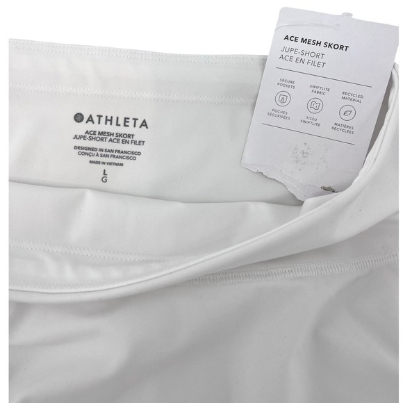 ATHLETA Ace Mesh Tennis Golf Pickleball Pockets Skort 15.5" Size Large NWT - Picture 10 of 13
